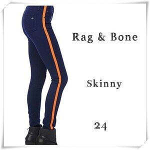 RAG & Bone Low Rise Orange Side Stripe Skinny Jeans in Indigo W1502O337